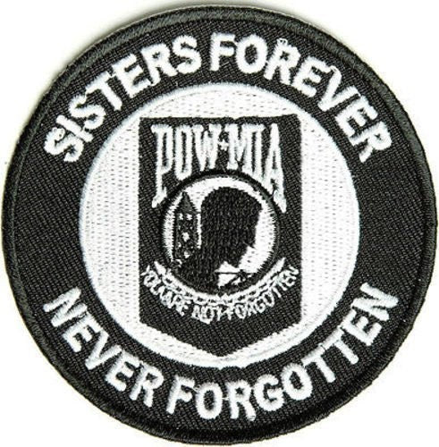 POW MIA Sisters Forever Never Forgotten Round Embroidered Patch Craft Supply