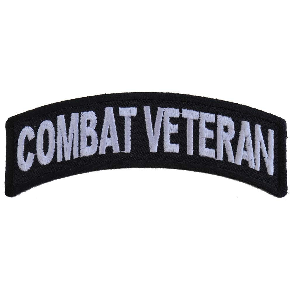 COMBAT VETERAN Small Rocker Biker Motorcycle Embroidered Patch Craft Supply