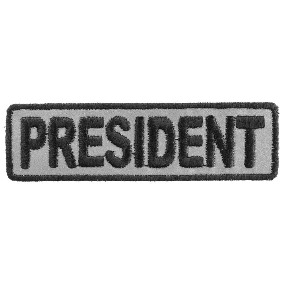 PRESIDENT Reflective Biker Motorcycle Embroidered Patch Craft Supply