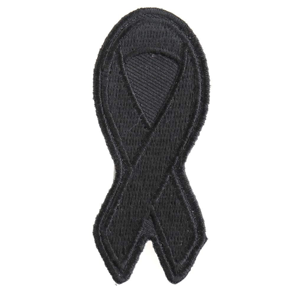 BLACK RIBBON Lost Soldiers Mourning Melonoma Awareness Motorcycle Biker Patch Craft Supply