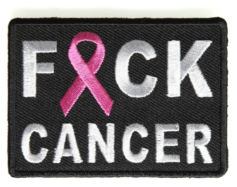 FCK CANCER Pink Ribbon Biker Motorcycle Embroidered Patch Craft Supply