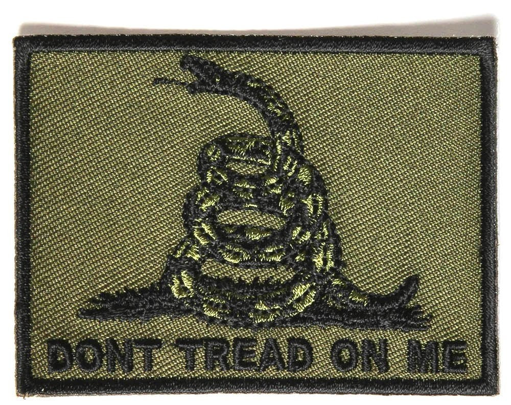 DON'T TREAD ON Me Gadsden Flag Black Army Green Embroidered Patch Craft Supply