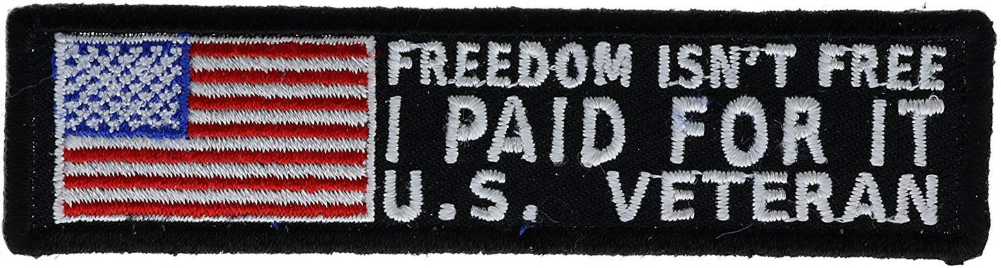 FREEDOM ISN'T FREE I Paid For It Veteran American Flag Motorcycle Biker Embroidered Patch Military Craft Supply