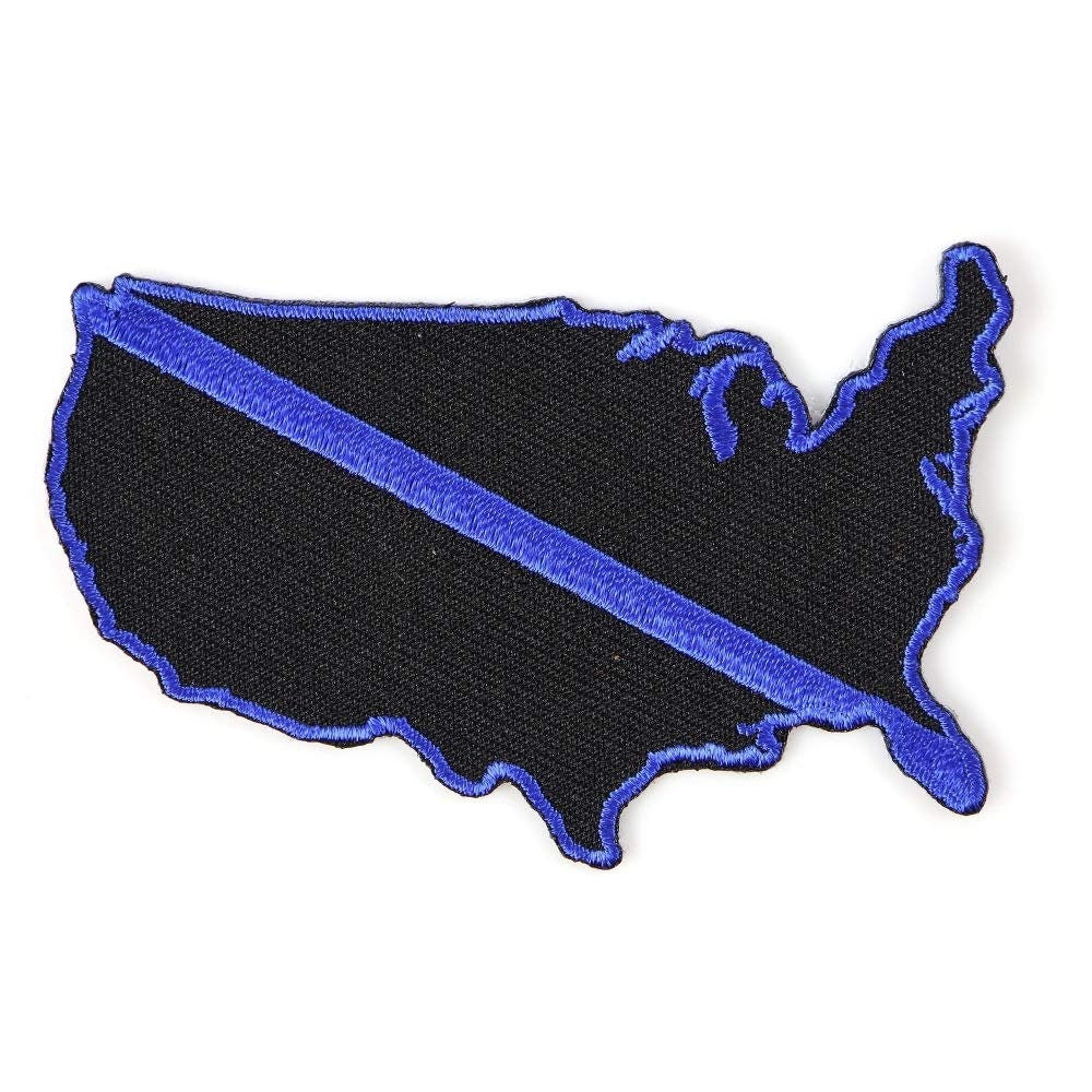 UNITED STATES Thin BLUE Line Stripe Police Law Enforcement Sheriff Embroidered Patch Craft Supply