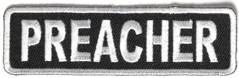 PREACHER Silver Black Christian Biker Motorcycle Embroidered Patch Craft Supply