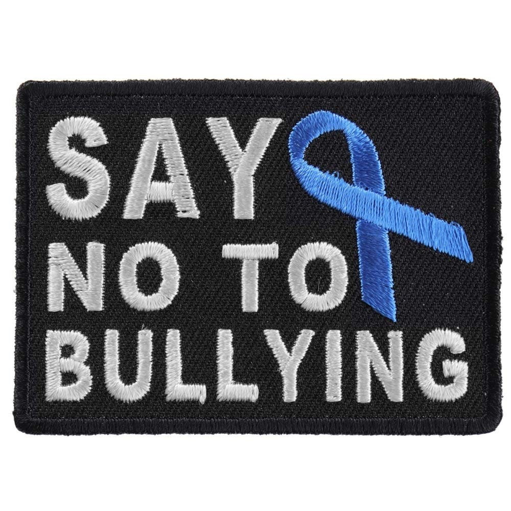 SAY NO BULLYING Blue Ribbon Biker Motorcycle Embroidered Patch Craft Supply