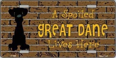 SPOILED GREAT DANE Lives Here Metal License Plate dog lovers Craft Supply