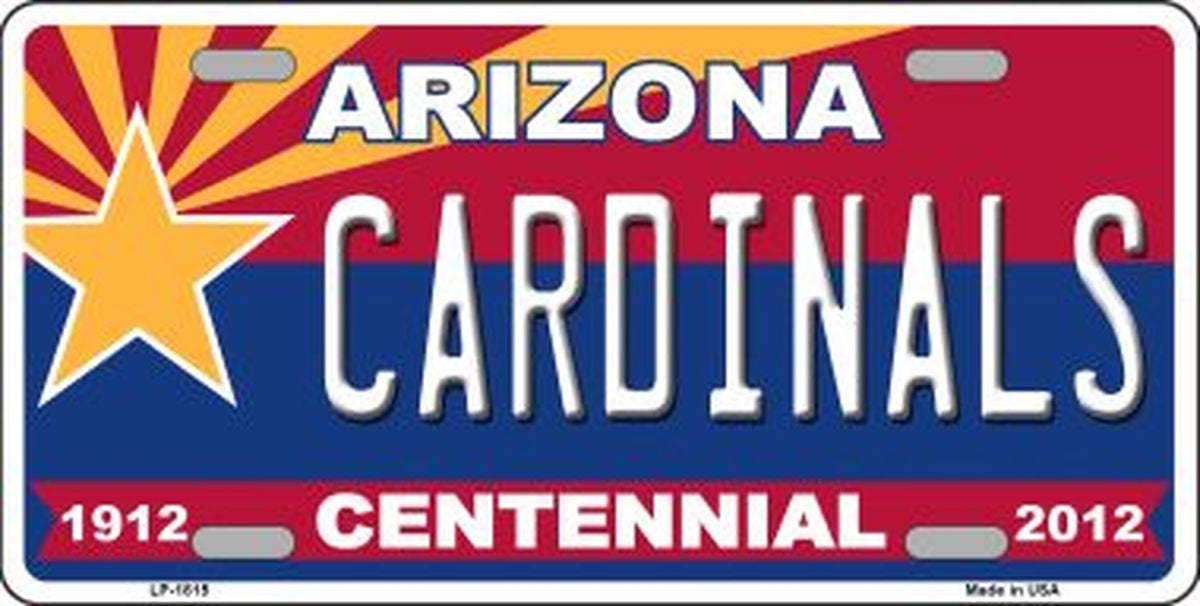 ARIZONA CARDINALS Centennial State Background Metal License Plate