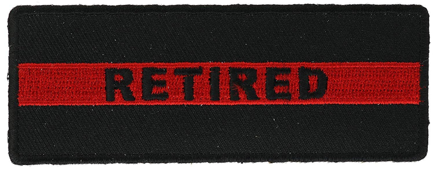 RETIRED Thin RED Line Stripe Firefighter Embroidered Patch Craft Supply