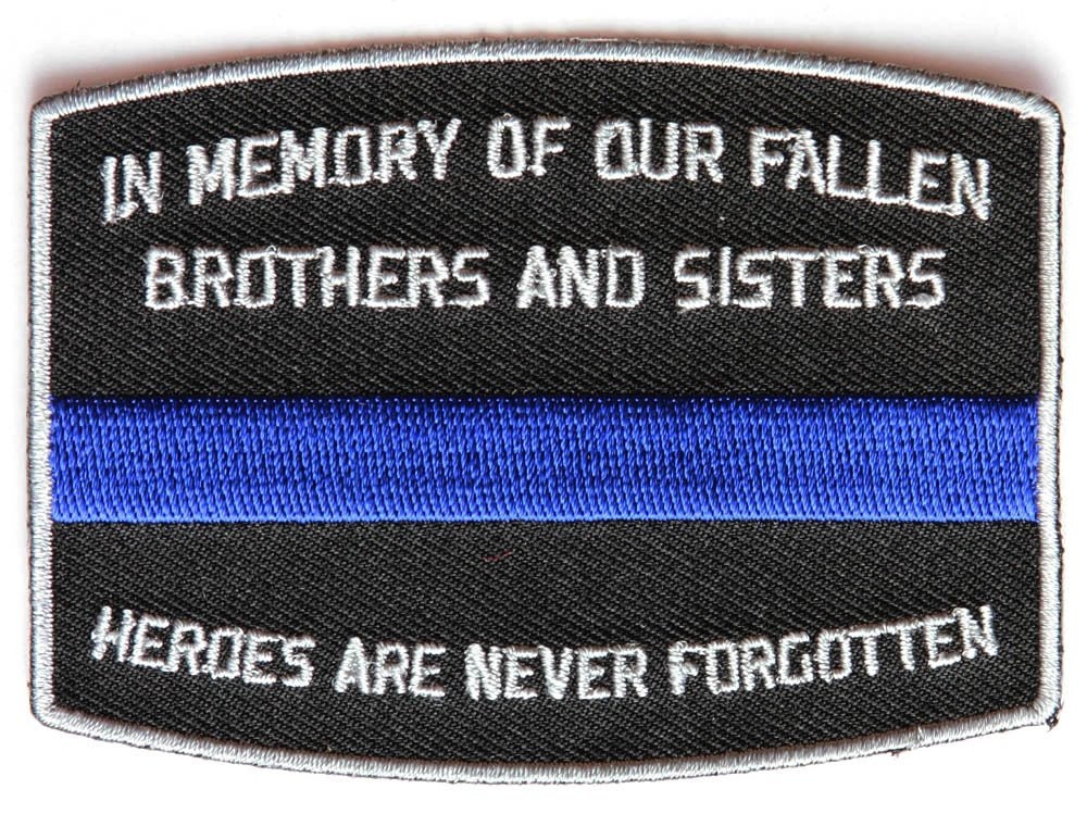 FALLEN POLICE OFFICER Memorial Blue Line Embroidered Patch
