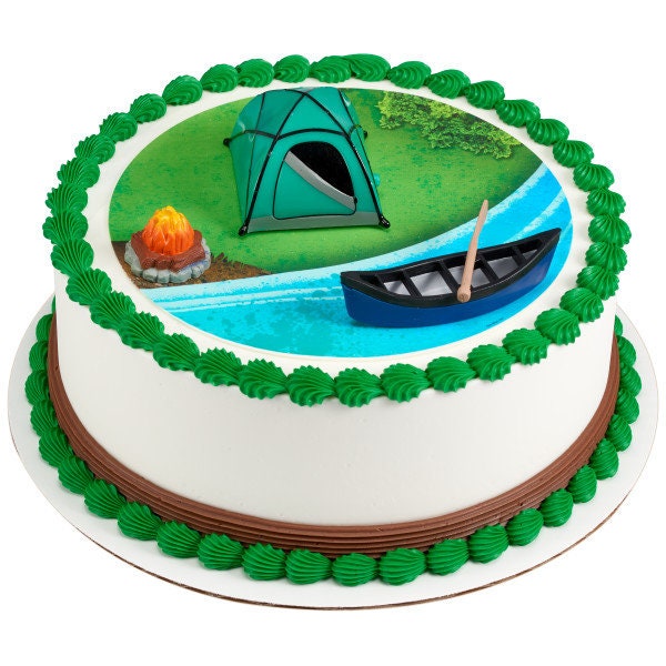 FIRESIDE CAMP Cake Topper Tent Canoe Paddle Cake Decoration Decoset Birthday Craft Supply