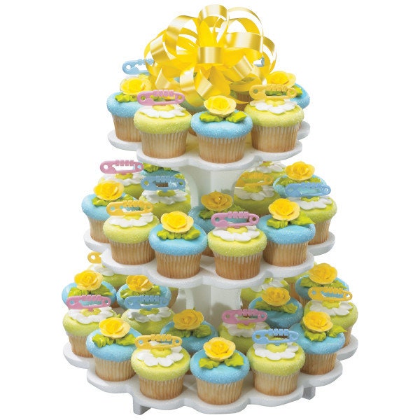 12 BABY DIAPER PINS Cupcake Picks Cake Toppers for Baby Shower Boy Girl Party Decoration Craft Supply