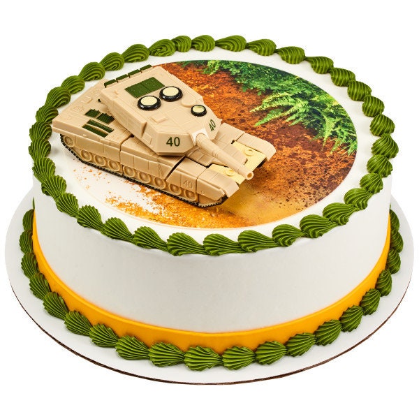 MILITARY TANK ROBOT Cake Topper Cake Decoration Birthday Army Marines Decoset
