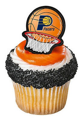 12 INDIANA PACERS Cupcake Rings NBA Cake Toppers for Birthday Party Decoration Craft Supply