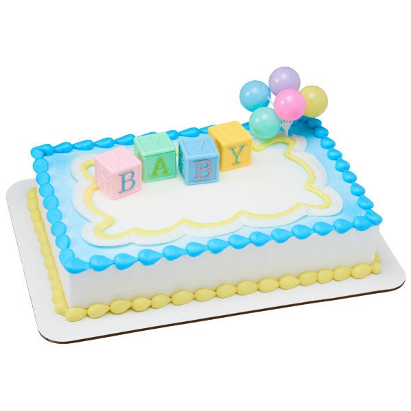 BABY BLOCKS Cake Topper Balloons Gender Reveal Baby Shower Cake Decoration Decoset Craft Supply