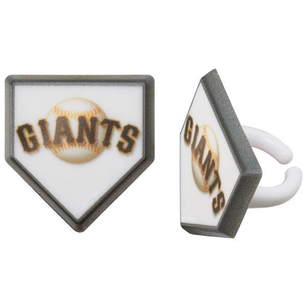 12 SAN FRANCISCO GIANTS Cupcake Rings Mlb Home Plate Cake Toppers for Birthday Party Decoration