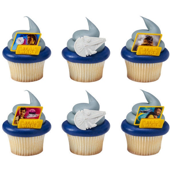 12 STAR WARS Cupcake Rings Story Han Solo Cake Toppers Birthday Party Decoration