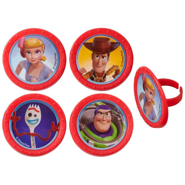 TOY STORY 4 Cupcake Rings (12) Toys Play Disney Woody Buzz Cake Toppers Birthday Party Decoration Picks