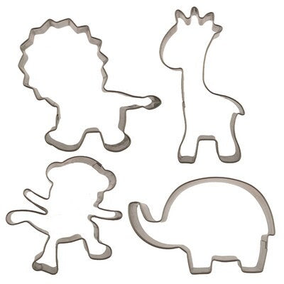 Cutie Cupcake Jungle Cutter Set - Monkey, Lion, Elephant, Giraffe -- For cakes, cupcakes, and cookies. Fondant OR Gumpaste