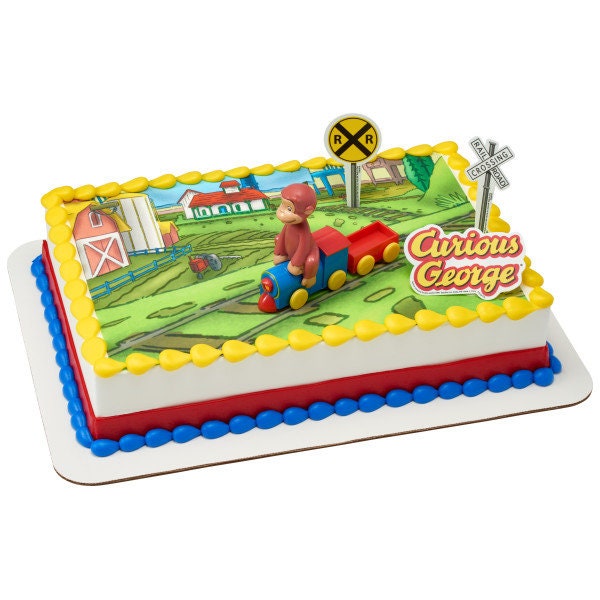 CURIOUS GEORGE Cake Topper Train Set Birthday Party Cake Decoration Decoset