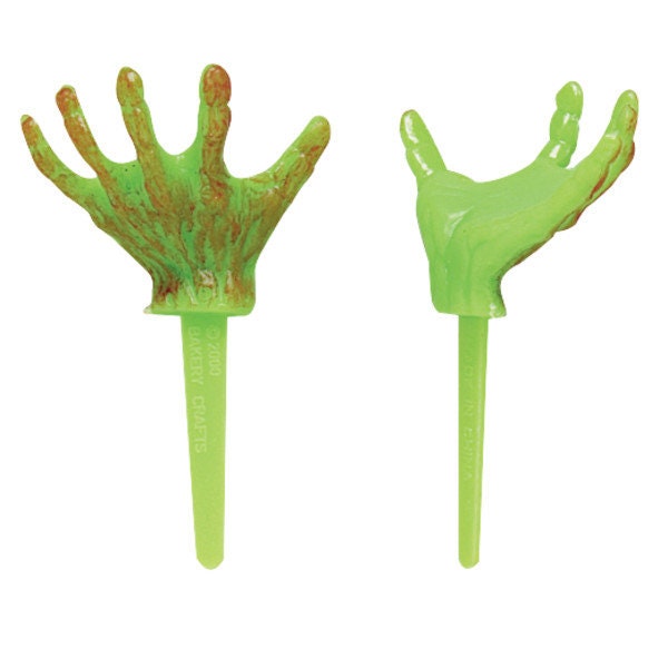 MONSTER HANDS Cupcake Picks Halloween Zombie Mummy Witch Cake Toppers Party Decoration Picks