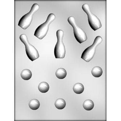 BOWLING BALL PINS Chocolate Candy Mold -- Sports Bowling Strike Ball Pin Soap Craft Supply