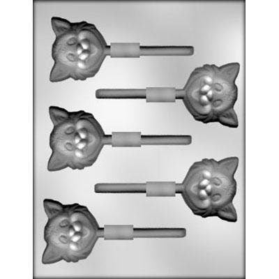 CAT FACE Sucker Chocolate Candy Mold -- Animal Halloween Pet Meow Soap Craft Supply