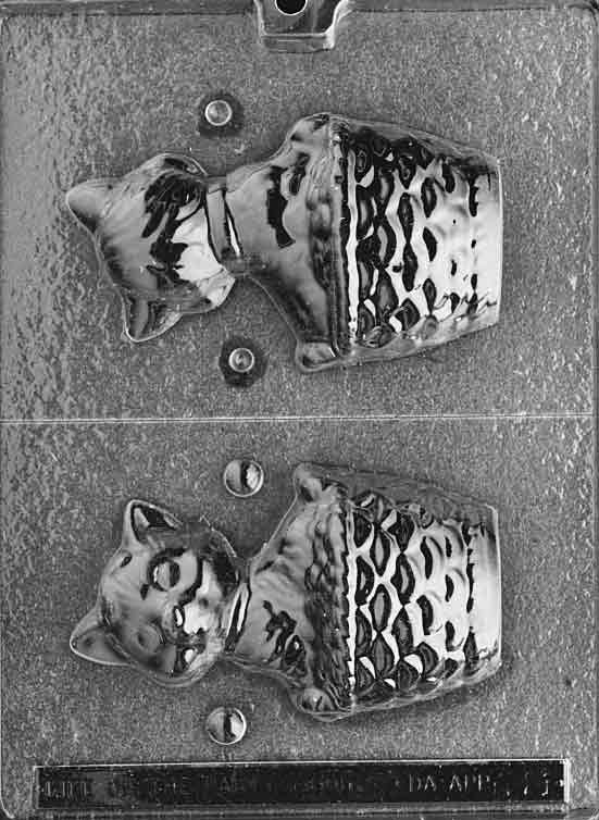 3D Cat in a Basket Chocolate Candy Mold