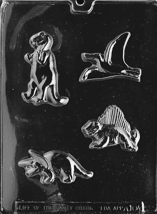 FOUR DINOSAURS Chocolate Candy Mold Craft Supply