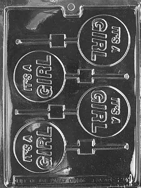 IT'S A GIRL LOLLY Baby Sucker Chocolate Candy Mold Craft Supply