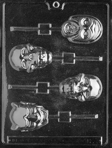 SCARY FACES LOLLY Halloween Sucker Chocolate Candy Mold Craft Supply