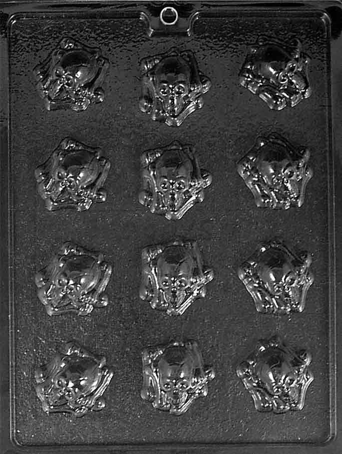 SKULL WITH CROSSBONES Bite Size Halloween Chocolate Candy Mold Craft Supply