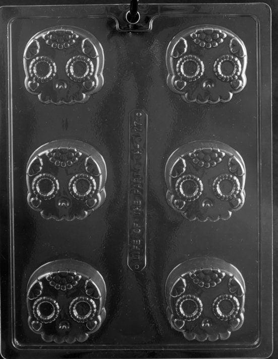 DECORATIVE SKULL COOKIE Halloween Chocolate Candy Mold Craft Supply