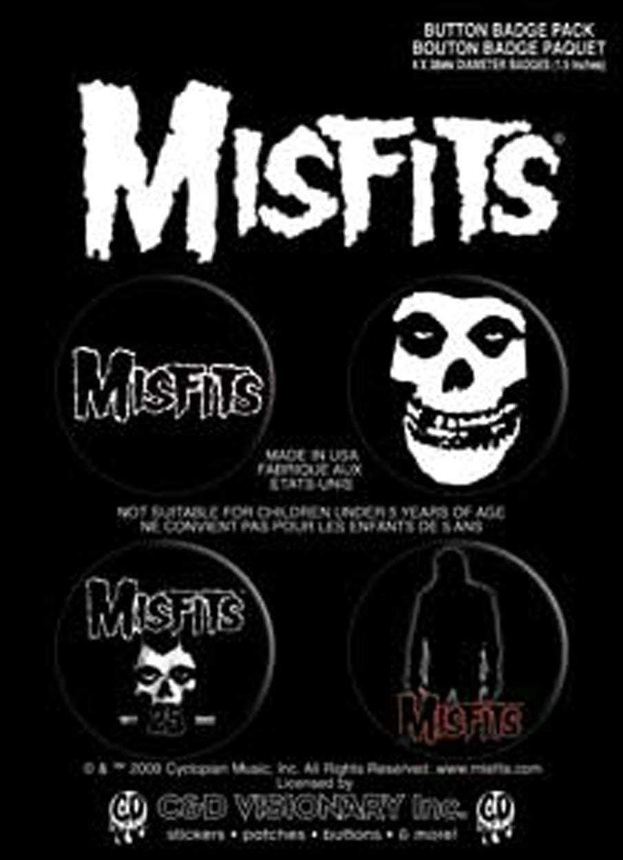 MISFITS 4-Piece Button Set - Assorted 1.5" - Rock Band - Pinback Badge