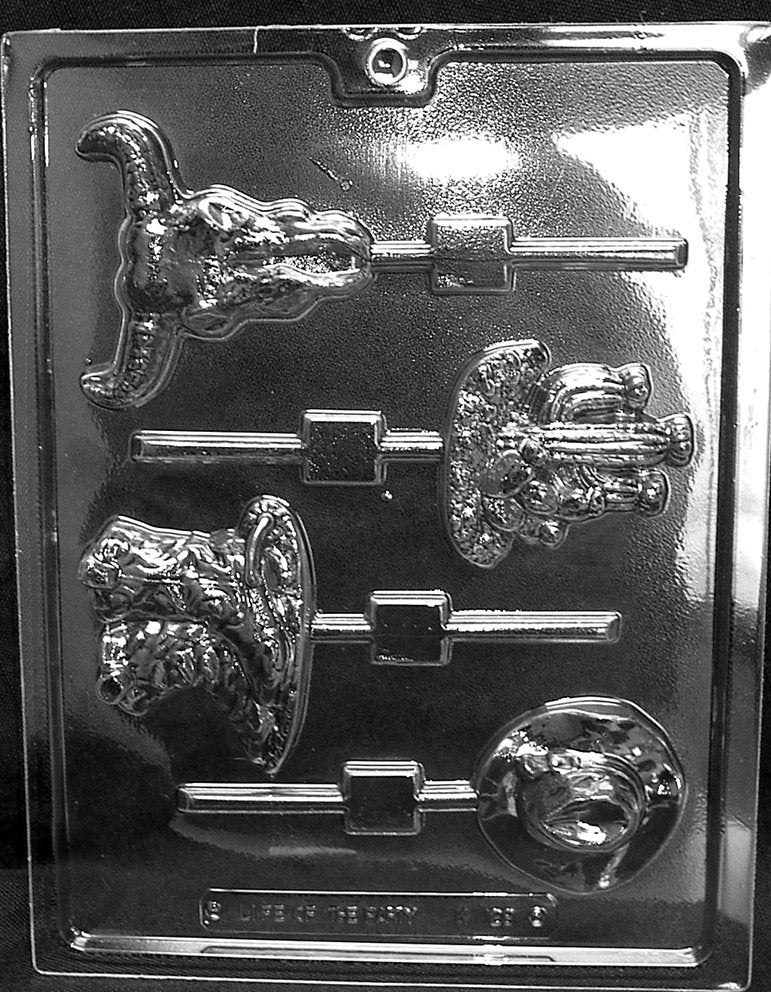 WESTERN THEME LONGHORN Lolly Pops Sucker Chocolate Candy Mold Craft Supply