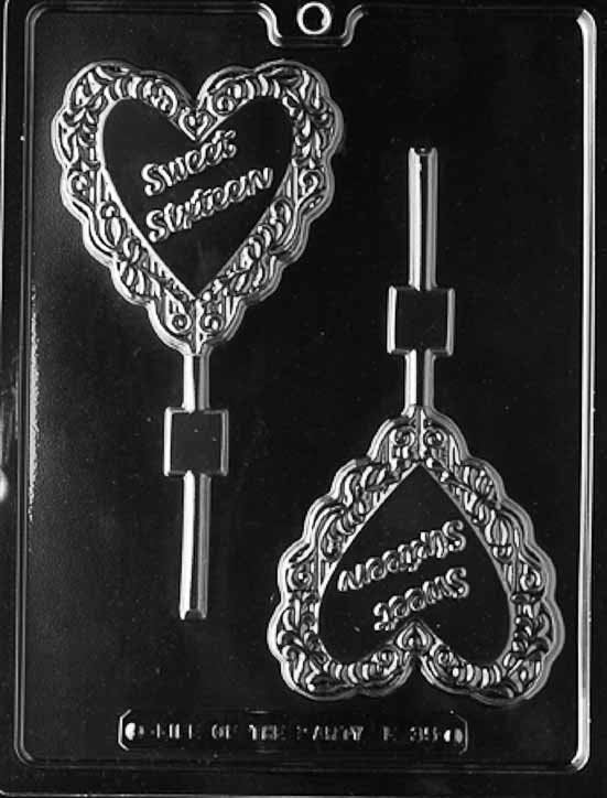 SWEET SIXTEEN HEART Lolly Sucker Chocolate Candy Mold Craft Supply