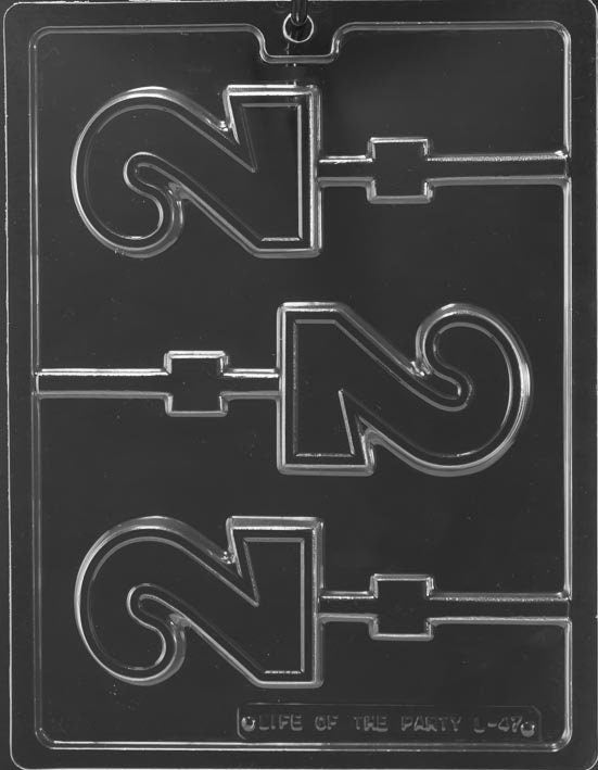 LOLLY #2 Number 2 Sucker Chocolate Candy Mold Craft Supply