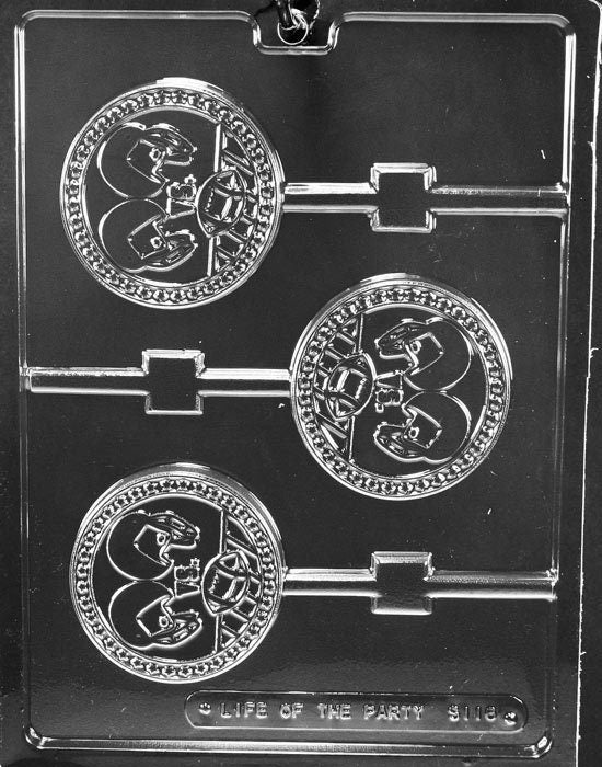 DUELING FOOTBALL HELMETS Lolly Sucker Chocolate Candy Mold Craft Supply