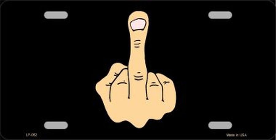 MIDDLE FINGER Metal License Plate