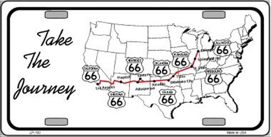 ROUTE 66 Take The Journey Metal License Plate Craft Supply