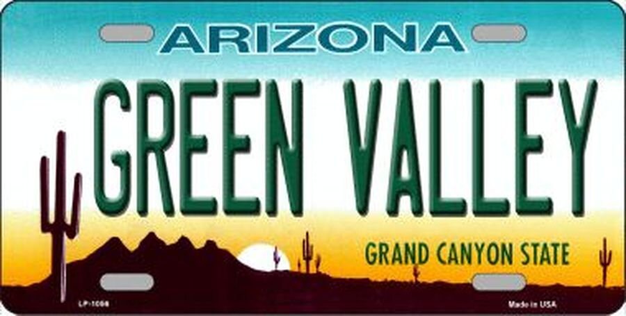 GREEN VALLEY ARIZONA State Background Metal License Plate Craft Supply