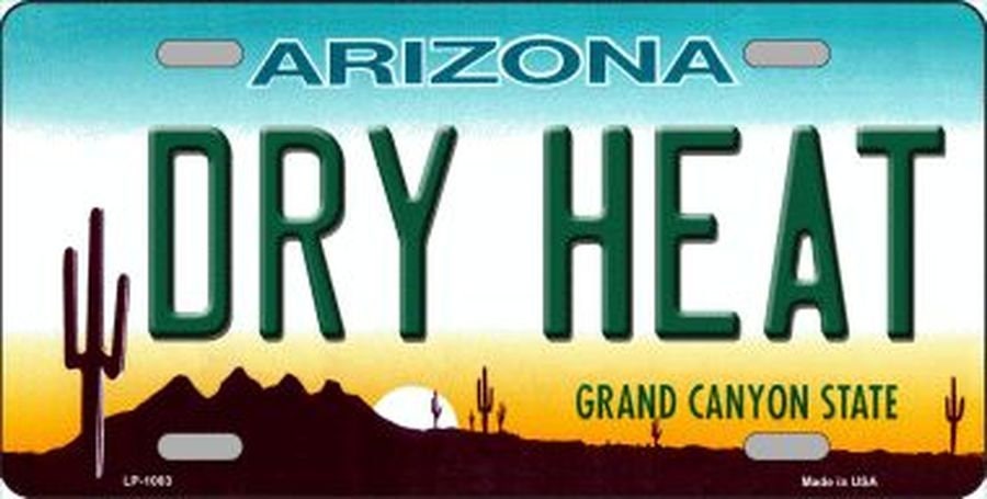 DRY HEAT ARIZONA State Background Metal License Plate Craft Supply