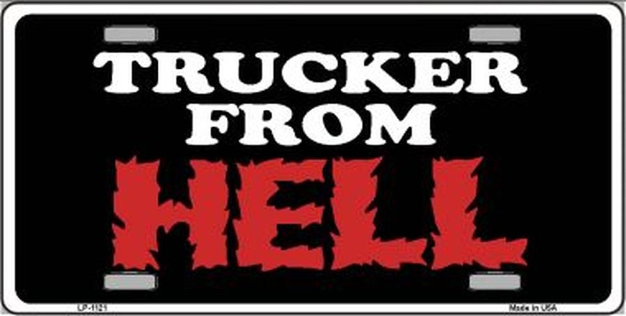TRUCKER FROM HELL Metal License Plate Craft Supply