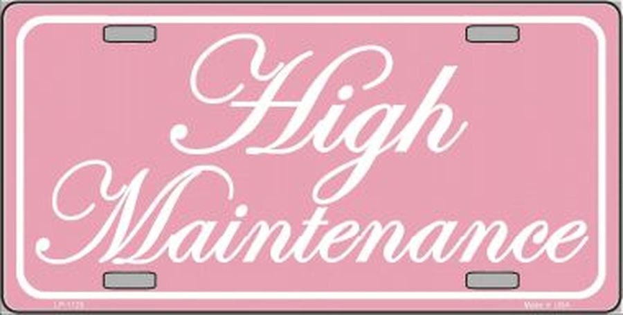 HIGH MAINTENANCE PINK Metal License Plate Craft Supply
