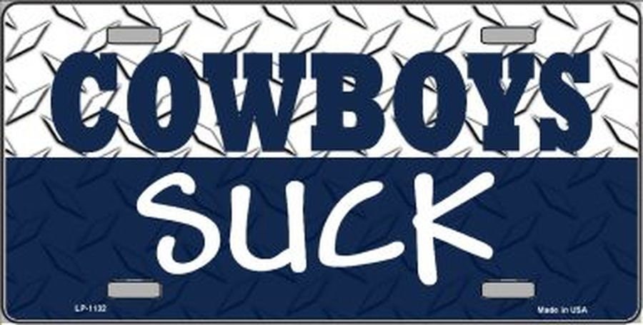 COWBOYS SUCK Metal License Plate Craft Supply