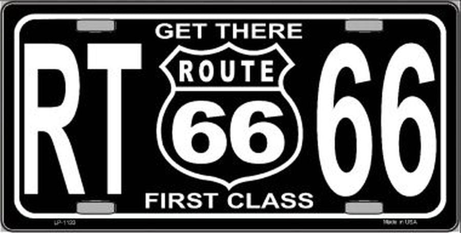 ROUTE 66 Get There First Class Metal License Plate