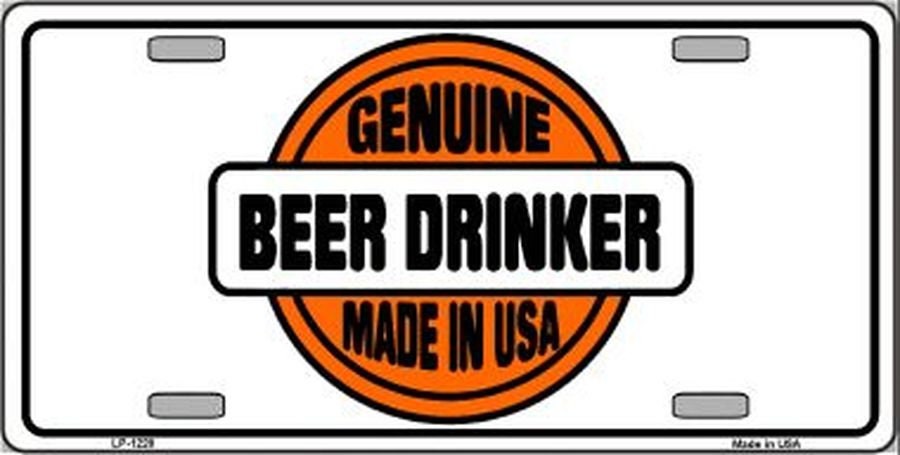 GENUINE BEER DRINKER Funny Metal License Plate
