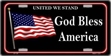 GOD BLESS AMERICA United We Stand Flag Metal License Plate Craft Supply
