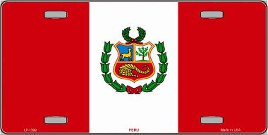 PERU FLAG Metal License Plate