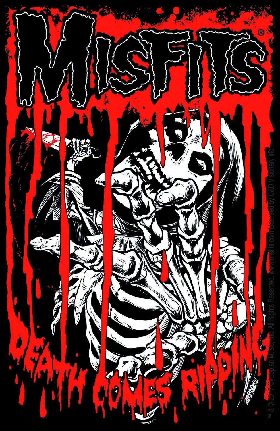 MISFITS Death Comes Ripping Sticker Decal - Rock Band Craft Supply